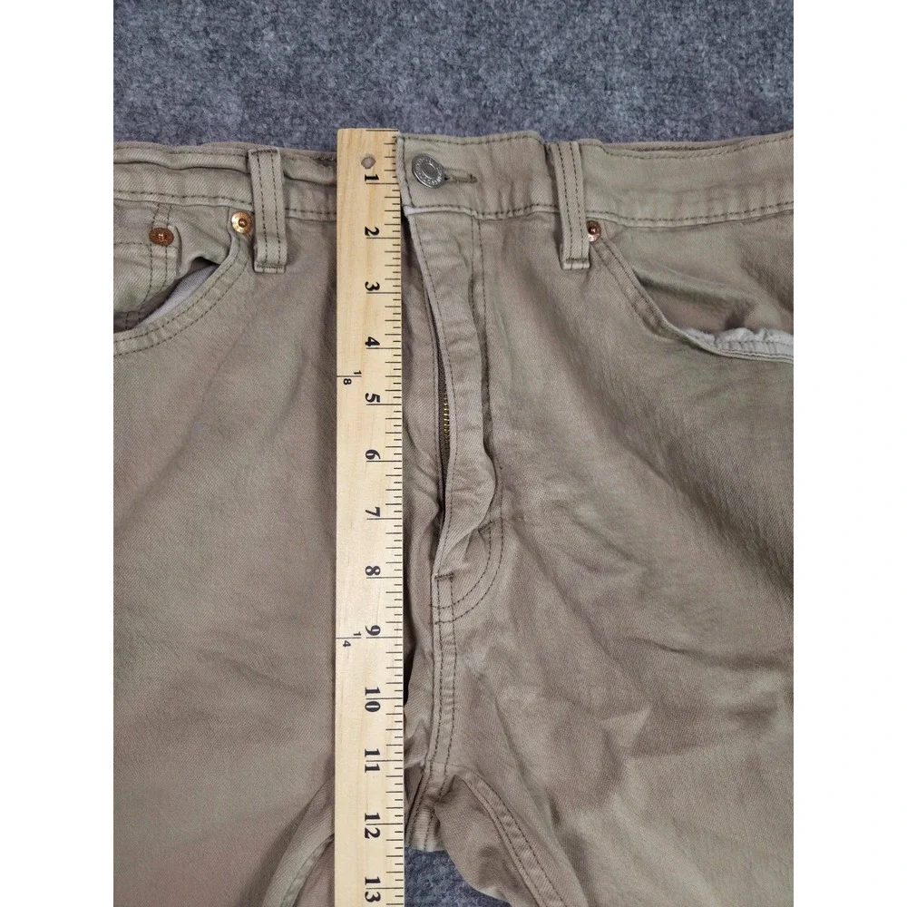 Levi's 505 Shorts Mens 36 Tan Khaki Denim Cut Off Raw Hem Regular Fit